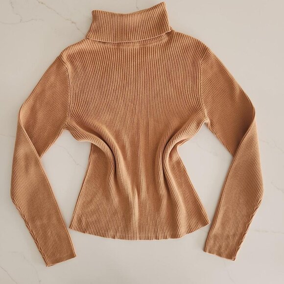 Moda International Sz M Women’s Warm Orange Turtleneck Sweater Earthtones Office - Picture 1 of 9